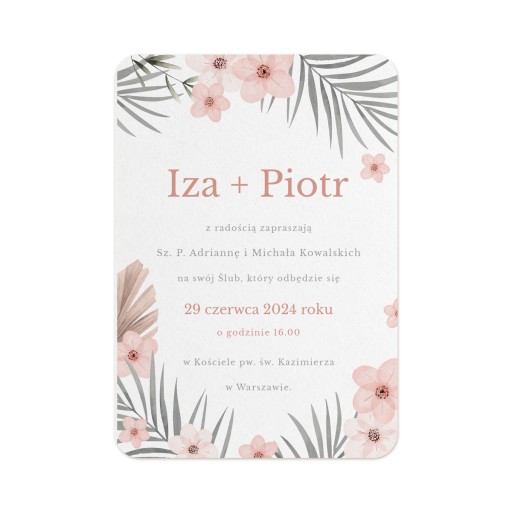 Svadobné oznámenie, elegantné kvety, obálka PERS.
