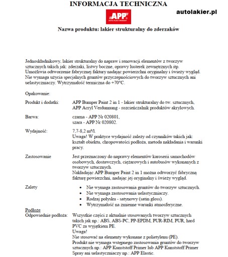 APP jednozložková ŠEDÁ ŠTRUKTURÁLNA FARBA na nárazníky 100 ml 551