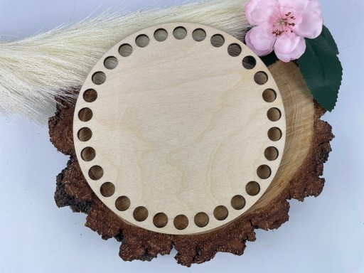 DREVENÝ HÁČKOVACÍ základ, preglejka, KRUH, spodná časť košíka, makramé, 10 cm