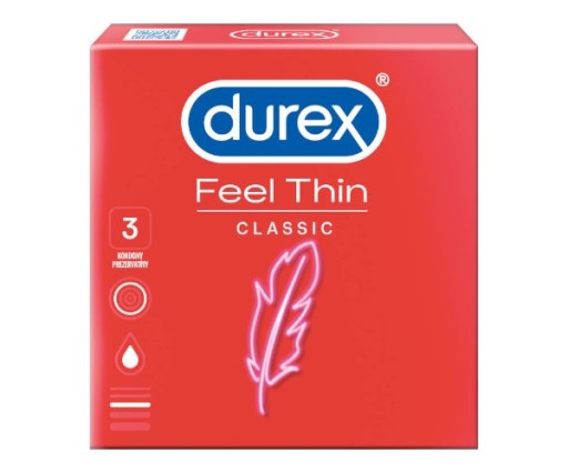 Durex Feel Thin Classic tenké latexové kondómy 3 ks