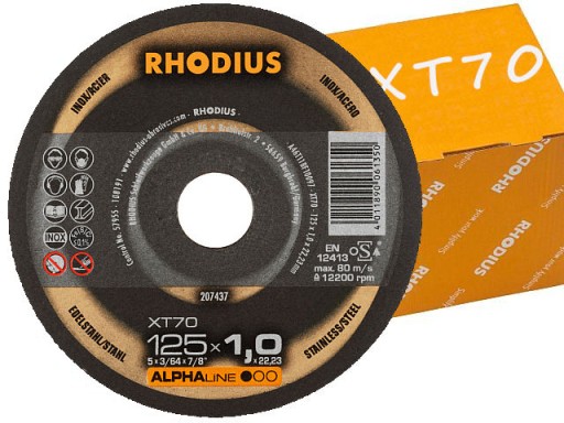 DISKY NEREZOVÉ KOVOVÉ REZNÉ KOTOUČE INOX 125x1,0 RHODIUS GERMANY XT70