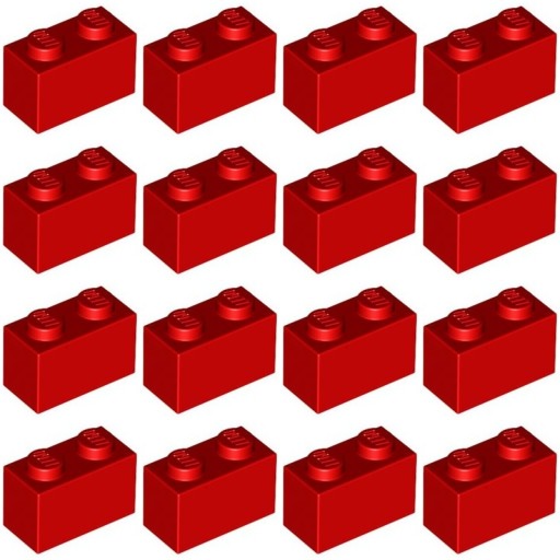 LEGO 3004 BRICK 1x2 červená NOVINKA (12g) 16 ks.