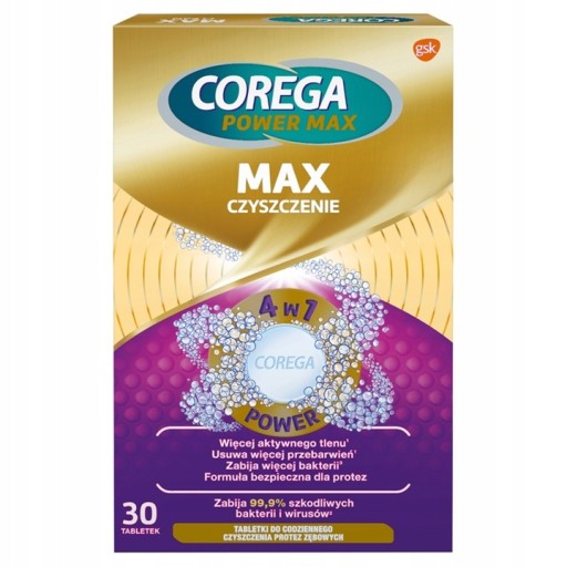 COREGA Power Max tablety na čistenie zubných protéz