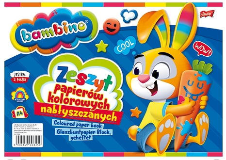 Bambino A4 FAREBNÝ Papierový zápisník, LESKNUTÝ