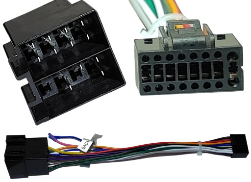 Zapojte rádiový adaptér redukcie káblového zväzku ANDROID 16 PIN do 2xISO