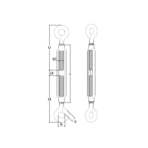 INOX NEREZ, kyselinovzdorný Napínač M4 - 1 ks.