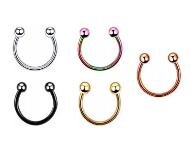 Piercing do nosa, ucha, podkovy s loptičkami SS316L 1,2/8/3+3 mm