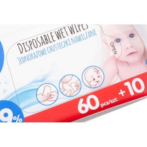 Akuku vlhčené obrúsky 99% voda 70 kusov