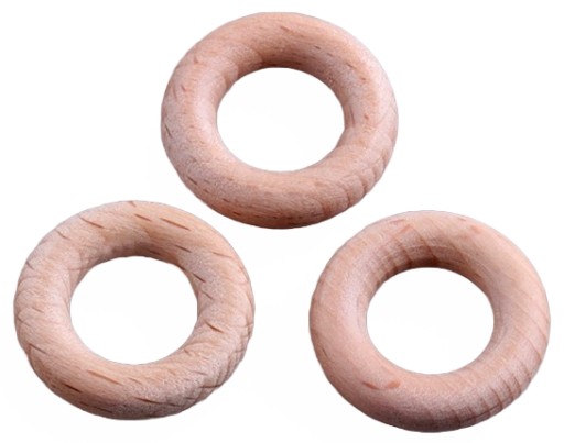 Drevený krúžok na makramé závesovú tyč BUK 25mm 5 ks