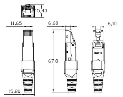 RJ45 PLUG CAT.6 UTP 8p8c krútený pár bez náradia