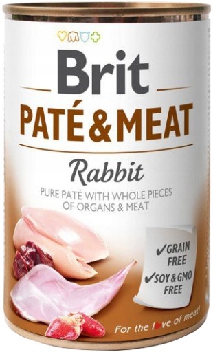 BRIT Pate & Meat 400g RABBIT vlhké krmivo pre králiky