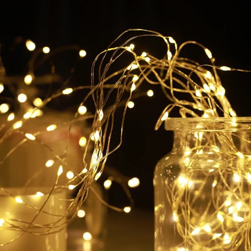 LED LAMPY DRÔTOVÉ NA DEKORÁCIU NA BATÉRIOVÉ OVLÁDANIE GARLAND TEPLEJ FARBY 20 LED 2 ks