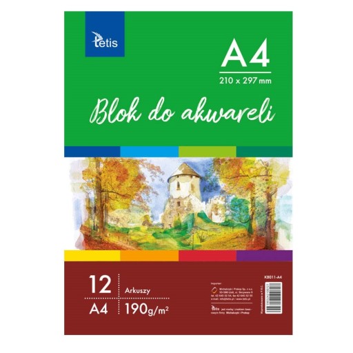 Akvarelový tampón A4 190 g/m2 12 listov