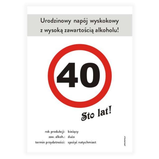 narodeninové etikety na ALCOHOL vodka 40. narodeniny