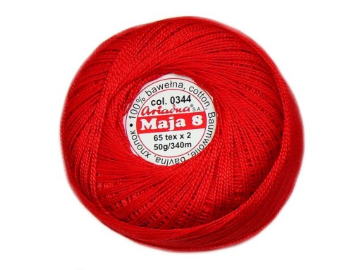 Cordonek MAJA 8 Ariadna 0344 červená 50g 340m