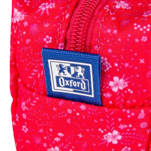OXFORD FLORAL CERUŽKOVÁ TAŠKA červená s kvetmi lúka pre dievčatá