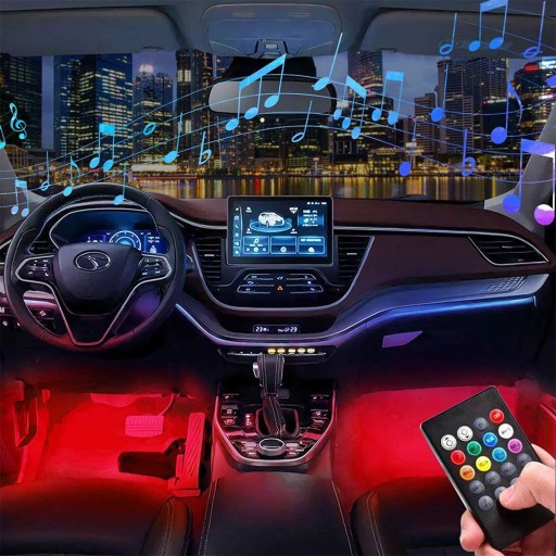RGB LED OSVETLENIE DO INTERIÉRU AUTA PÁS KABÍNY + DIAĽKOVÉ OVLÁDANIE