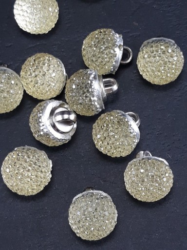 Okrúhly akrylový gombík, slamová farba, 12 mm, 2 KS
