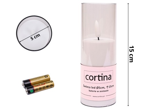DEKORATÍVNA SVIEČKA S 2X AA BATÉRIAMI LED VLOŽKA EFEKT PLAMEŇA 15cm fi 5c