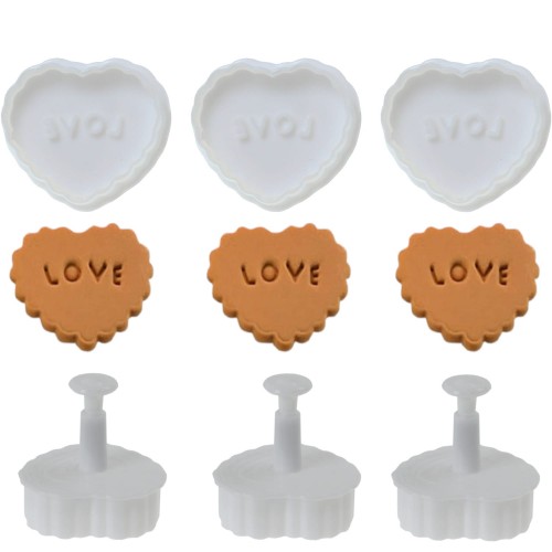 Vytláčané vykrajovačky Hearts LOVE COOKIES 3 ks
