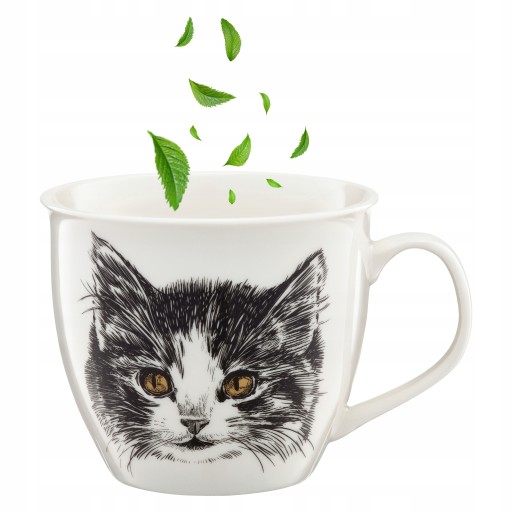 HRNEK NA KÁVU ČAJ KAKAK VEĽKÁ MAČKA ZVIERATÁ PORCELÁN 550 ML + ZADARMO