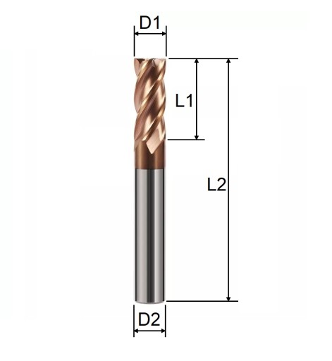 KARBIDOVÁ FRÉZA VHM MTS fi 2mm 55 HRC 4 čepele TEST