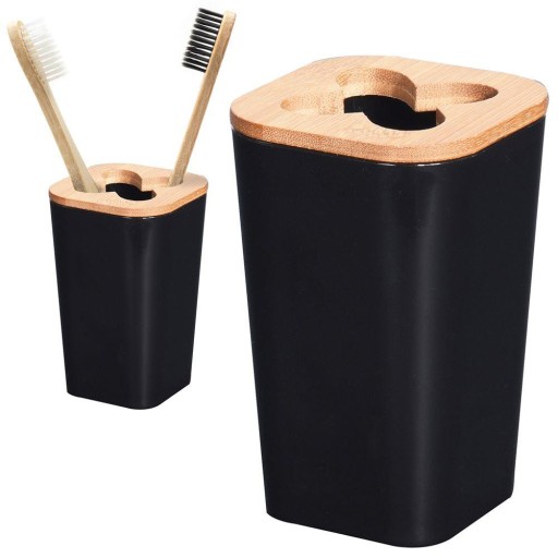 KÚPEĽŇOVÝ hrnček na zubné kefky, BLACK BAMBOO LOFT