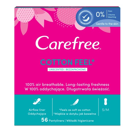 CAREFREE Cotton Feel slipové vložky neparfumované Normal 56 ks