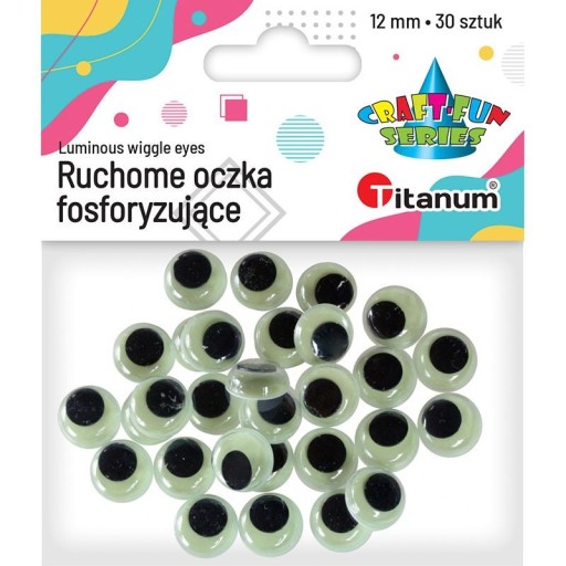 Čierne fosforeskujúce oči 12mm 30ks 439202 Titan