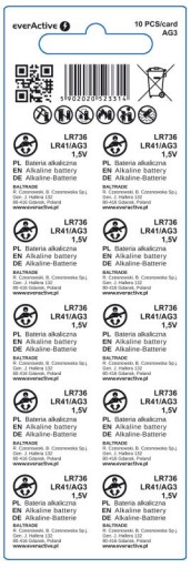 AG3 G3 L736 LR41 192 everAktívna batéria (blister 10 kusov)