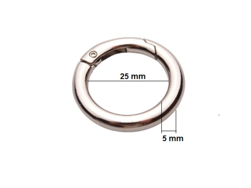 Otvárateľný kovový prsteň 25/5 mm strieborný