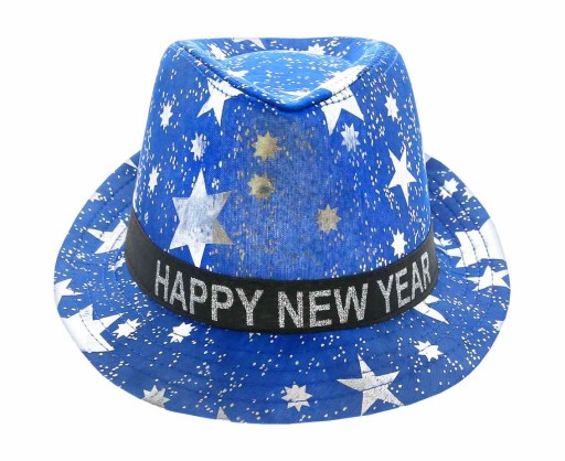 Čiapka pre šťastný nový rok, modrá s hviezdičkami