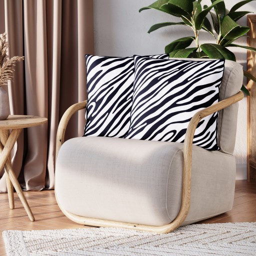 Obliečka na vankúš 2 ks, zvierací vzor zebra 45x45 Čierna