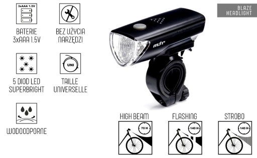 Osvetlenie na bicykel Meteor BLAZE, 150 lm, batéria s dlhou výdržou