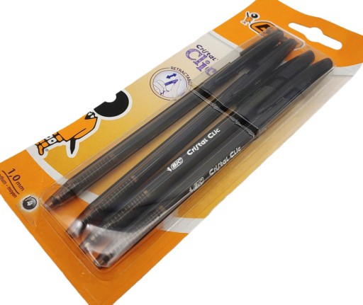 PERÁ 4 ks ČIERNA 1mm BIC CRISTAL CLIC