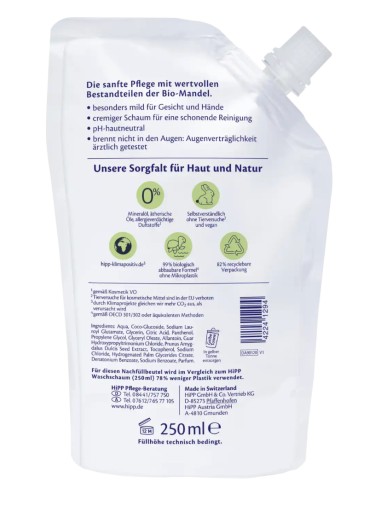 HIPP WASCHSCHAUM umývacia pena pre deti REFILL 250ml Z NEMECKA