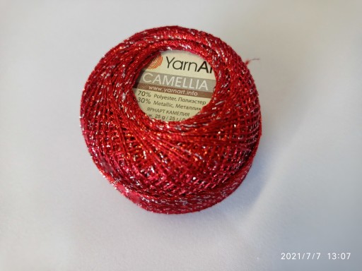 Camellia YarnArt metalická šnúra, červená416