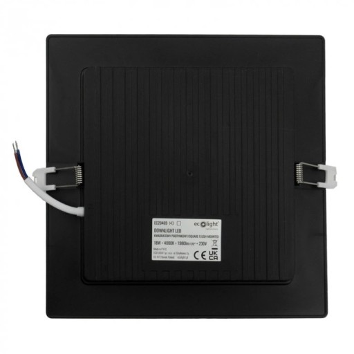 Plafon LED stropné svietidlo pod omietku Square Black 18W 22x22cm