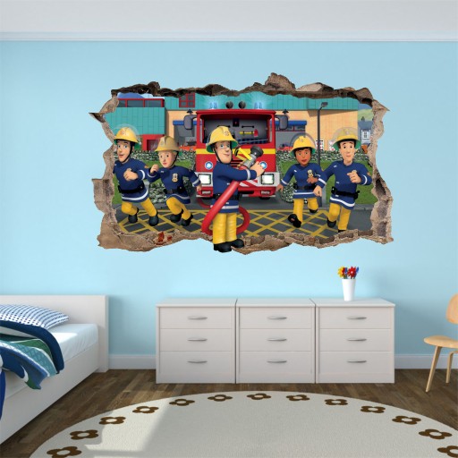 Nálepka na stenu FIREMAN SAM! 3D efekt! Veľký výber z