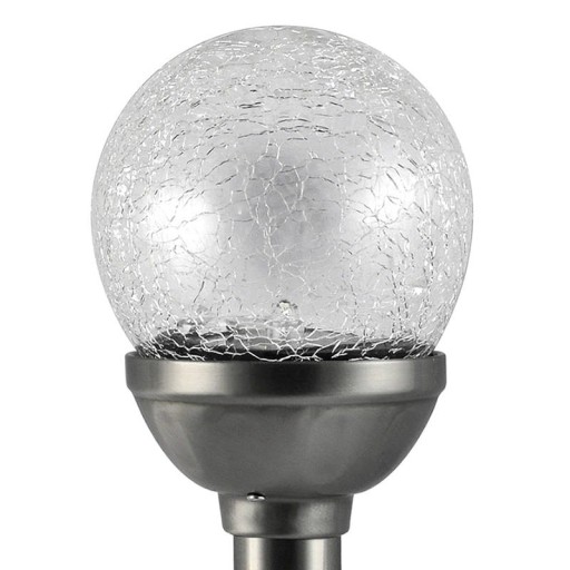 LED solárne svietidlo, vsadená GUĽA, prasknuté RGB sklo, satén (priemer 8 cm) POLUX