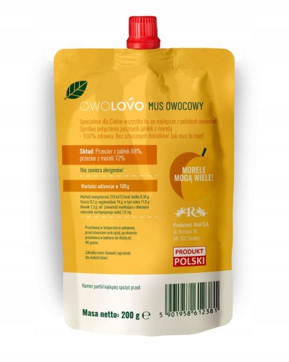 OWOLOVO Jablkovo-marhuľová pena Morelowo 200 g