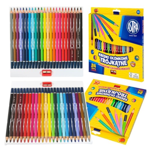 Ceruzkové pastelky 24 farieb Astra, trojuholníkové, 312110
