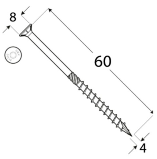 TESÁRSKE SKRUTY, KUŽELOVÁ HLAVA 4x60 TORX 200 ks