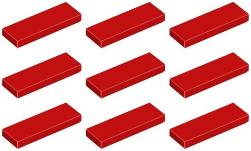 LEGO TILE 63864 TILE 1x3 červená (6g) 9 ks