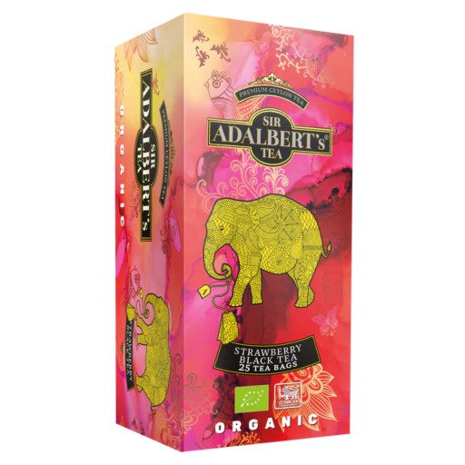 Jahodový bio čaj Sir Adalbert's Black Express 25 vrecúšok 50g