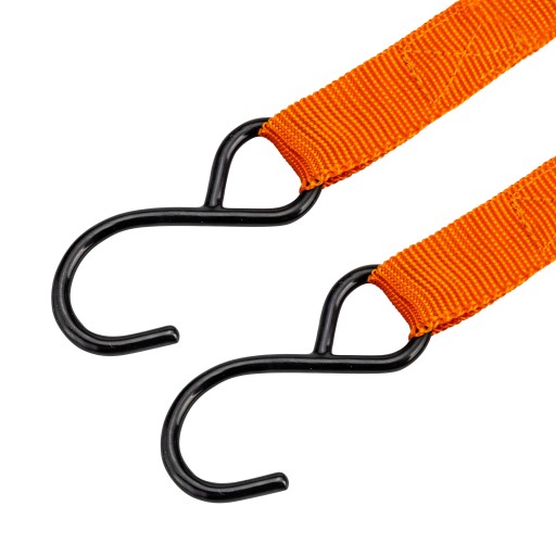 Transportný pás s napínačom, šnúrou a hákom, 24 mm x 4 m, oranžový
