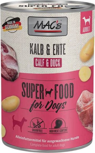 Krmivo pre dospelých Mac's s teľacím mäsom a kačacou 400 g