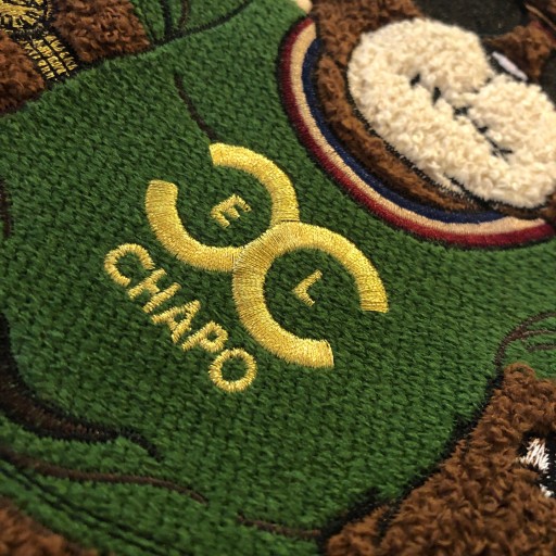 Nášivka El Chapo Teddy Bear, veľká vyšívaná aplikácia
