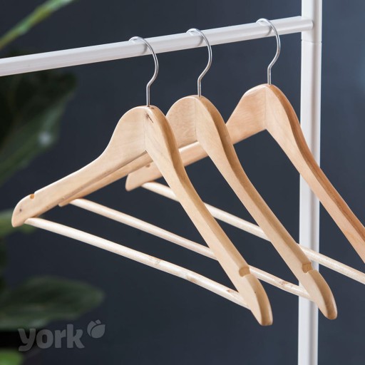 YORK drevené vešiaky na šaty, 3 kusy, klasické