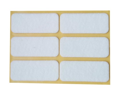 PLSTENÉ PODLOŽKY na stoličky, nábytok, stoly, BIELE, samolepiace, 25 mm x 60 mm